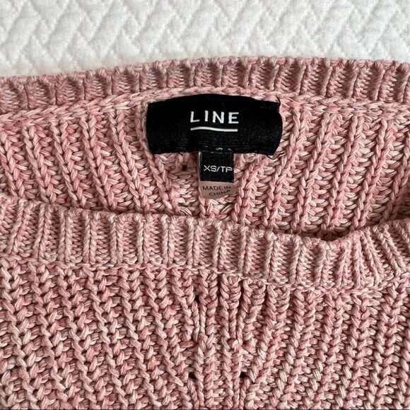 line the Label Drop Shoulder 100% Cotton Pink Pullover Sweater Size XS - Picture 6 of 9